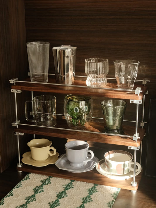 Minimalist Steel Rod & Wood Storage Rack