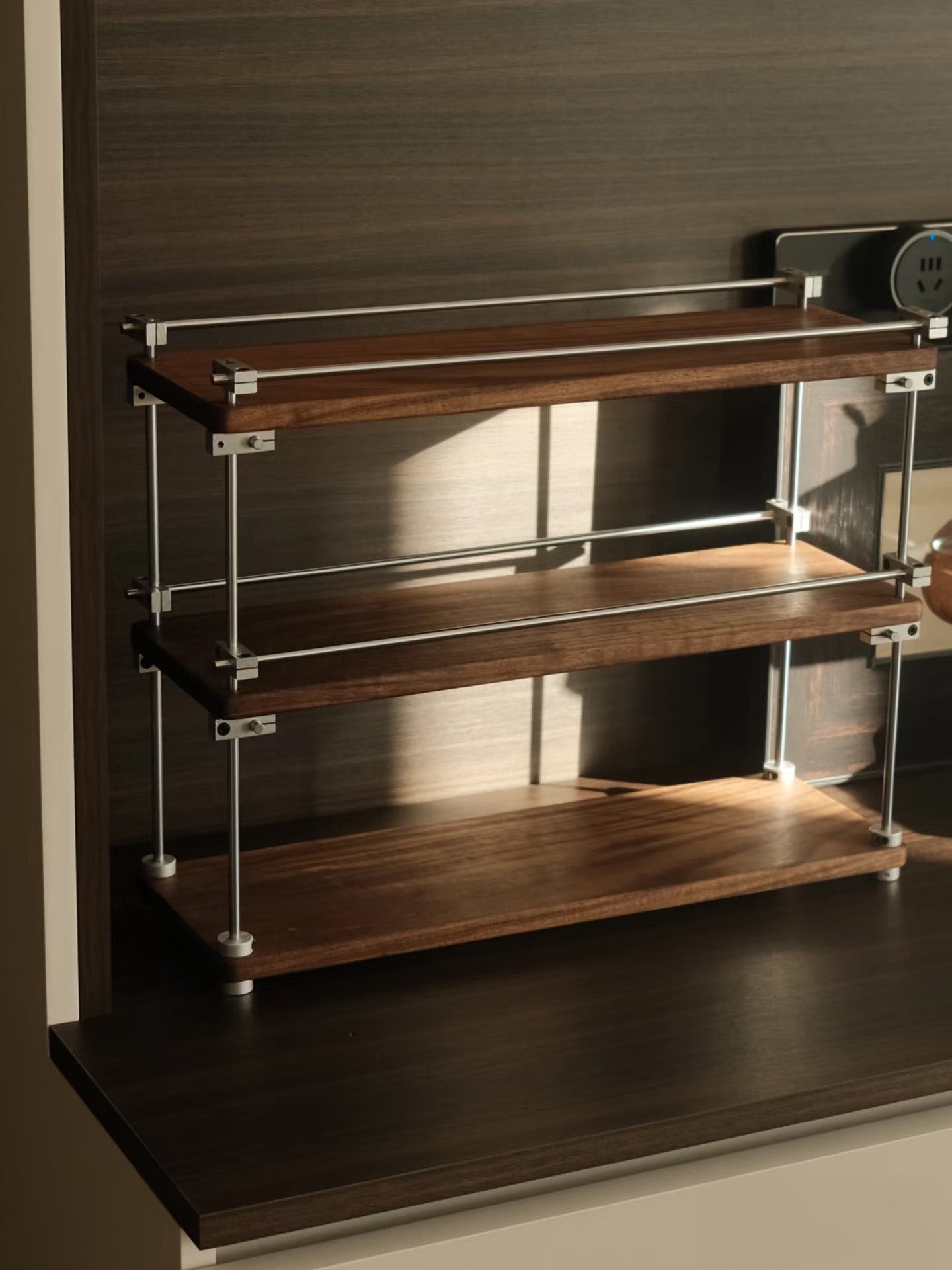 Minimalist Steel Rod & Wood Storage Rack