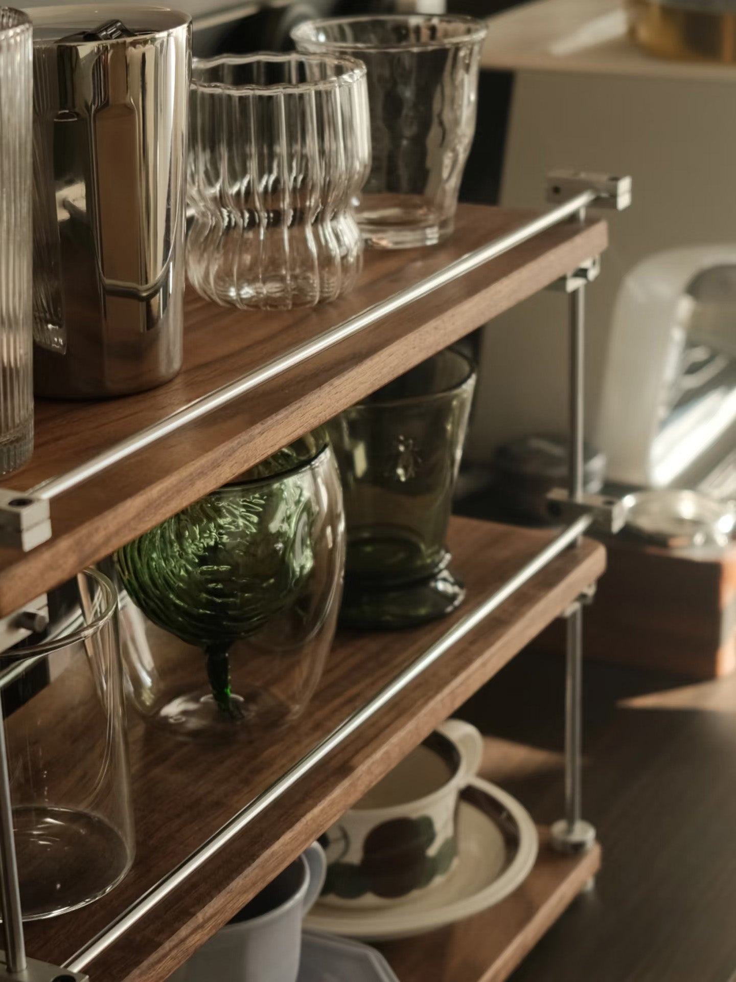 Minimalist Steel Rod & Wood Storage Rack