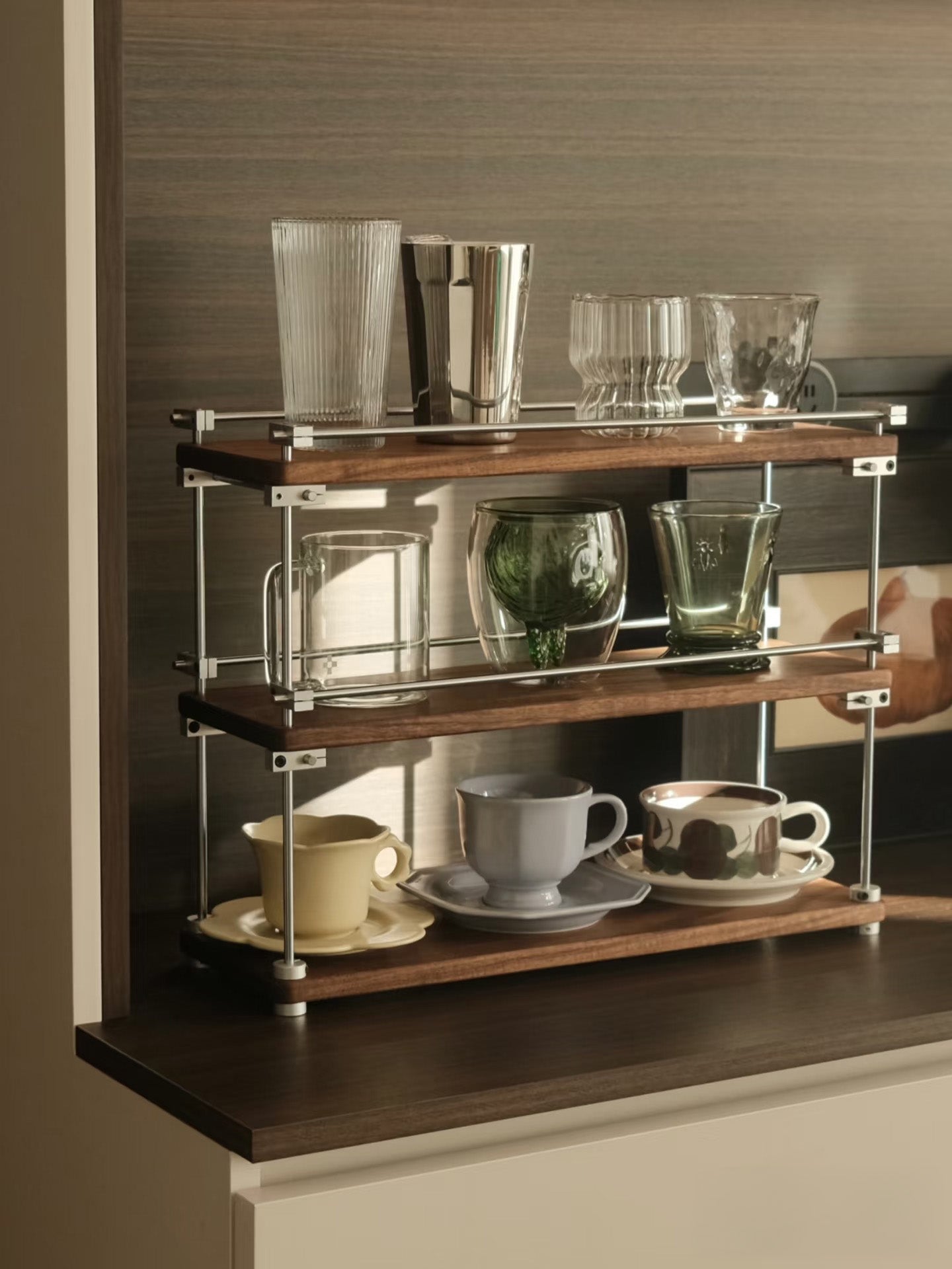 Minimalist Steel Rod & Wood Storage Rack