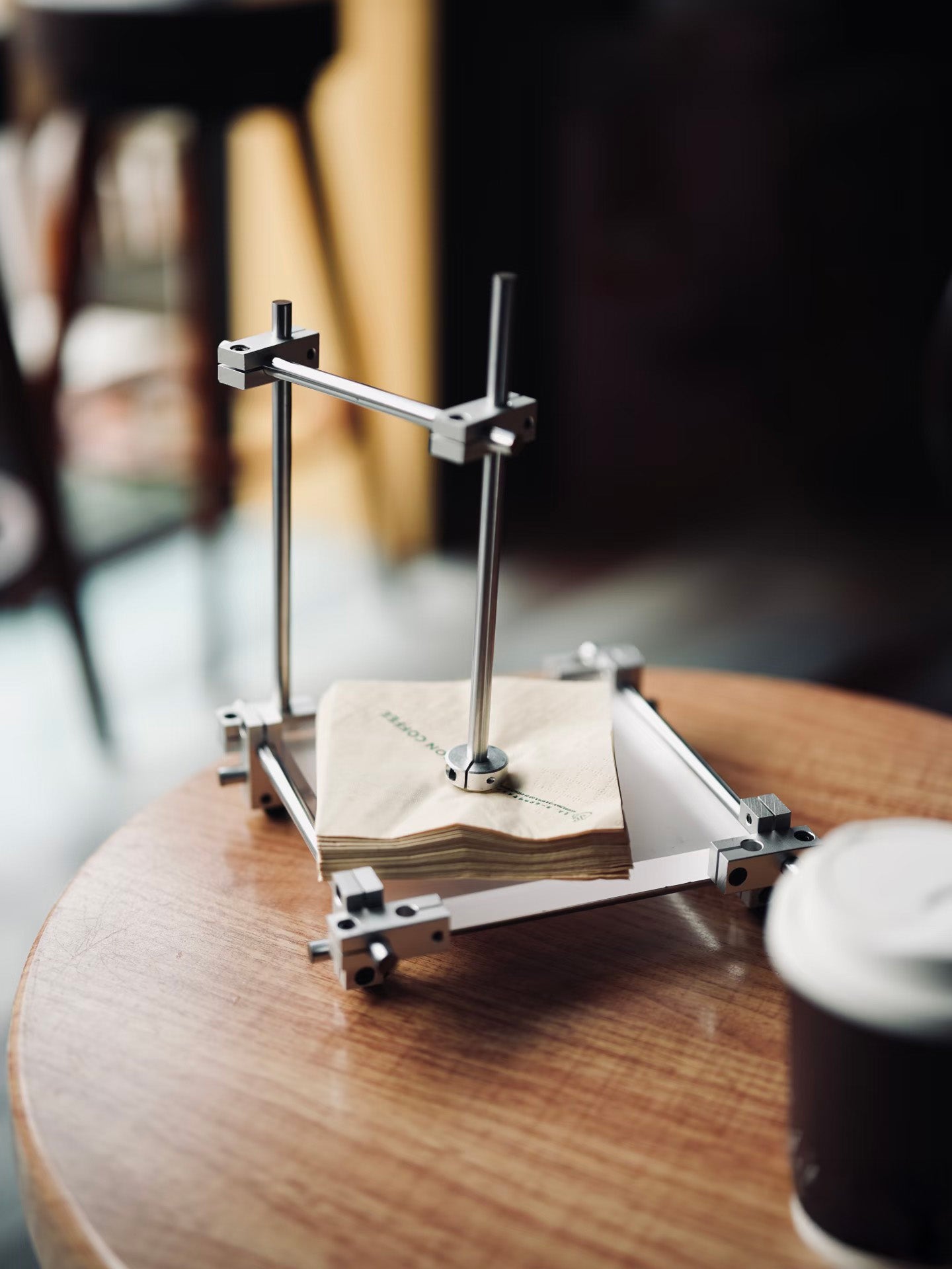 Minimal Stainless Steel & Aluminum Tabletop Tissue Stand
