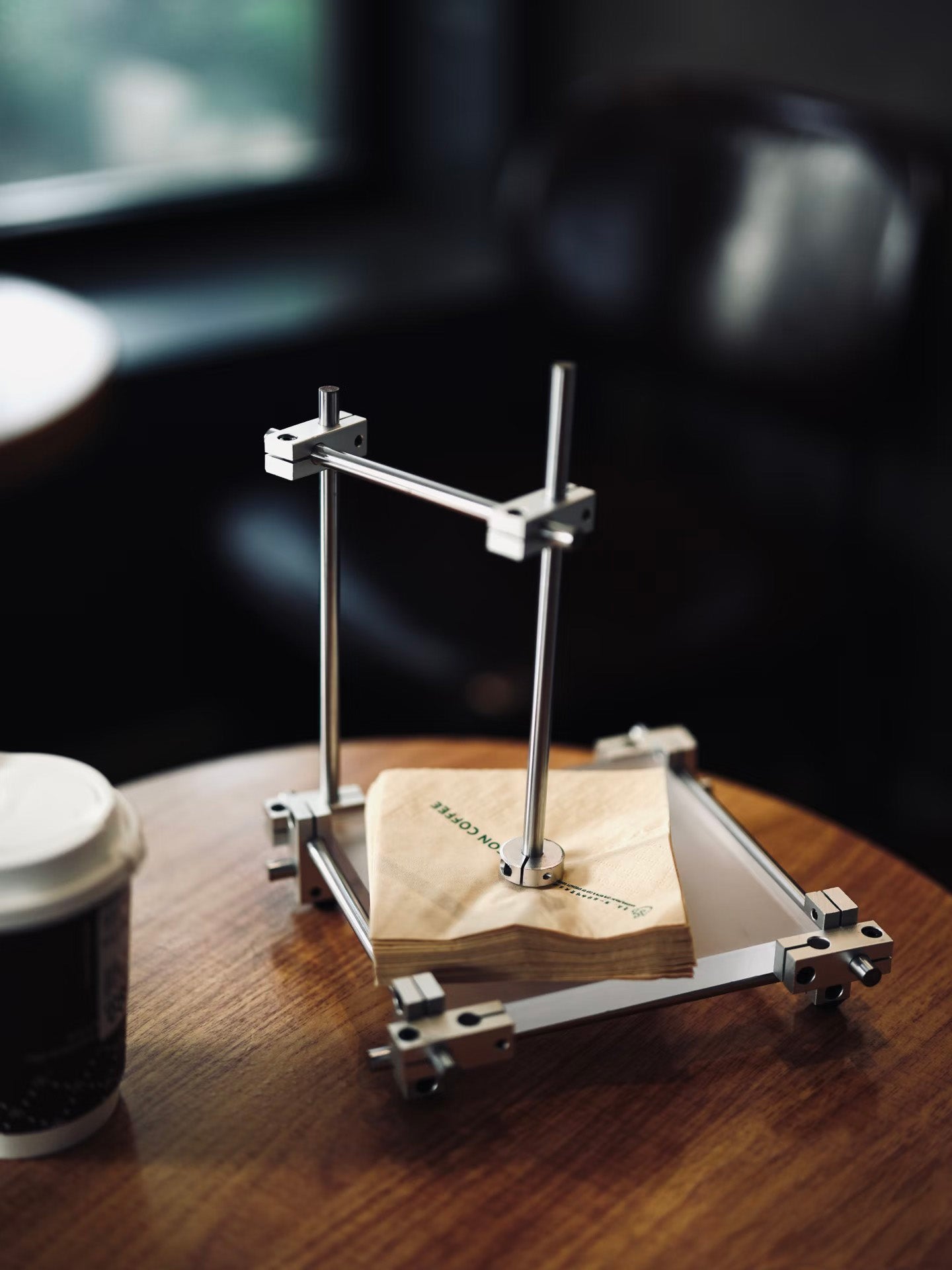 Minimal Stainless Steel & Aluminum Tabletop Tissue Stand